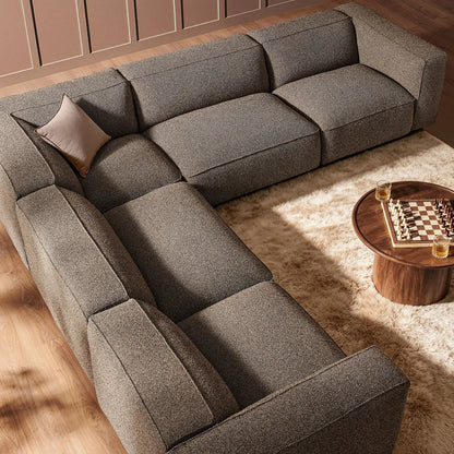 Auren 5 Piece Lattice Bouclé Upholstered Modular Corner Sectional