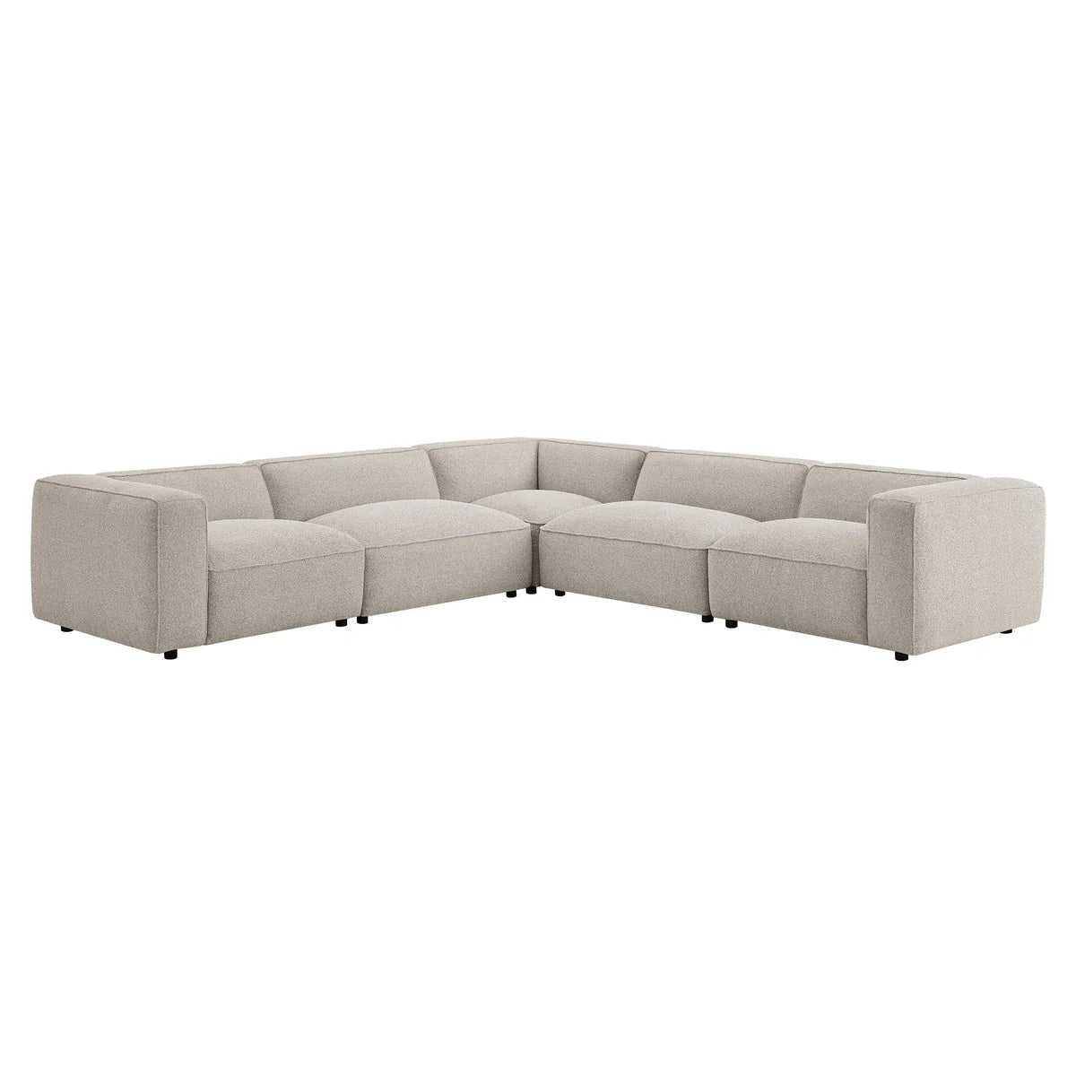 Auren 5 Piece Lattice Bouclé Upholstered Modular Corner Sectional