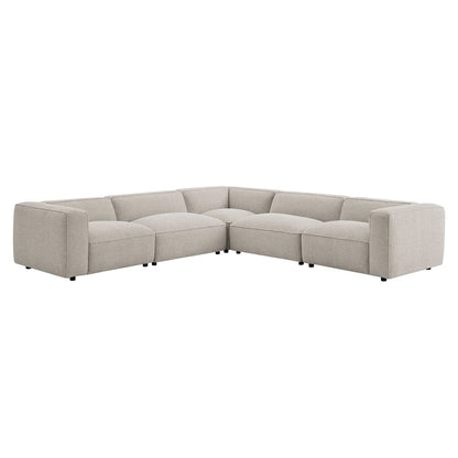 Auren 5 Piece Lattice Bouclé Upholstered Modular Corner Sectional