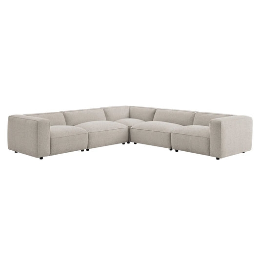 Auren 5 Piece Lattice Bouclé Upholstered Modular Corner Sectional