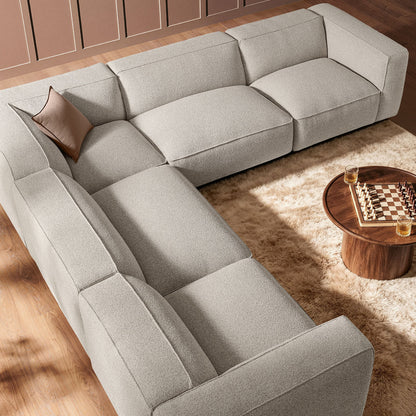 Auren 5 Piece Lattice Bouclé Upholstered Modular Corner Sectional