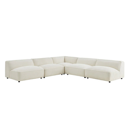 Auren 5 Piece Lattice Bouclé Upholstered Modular Corner Sectional