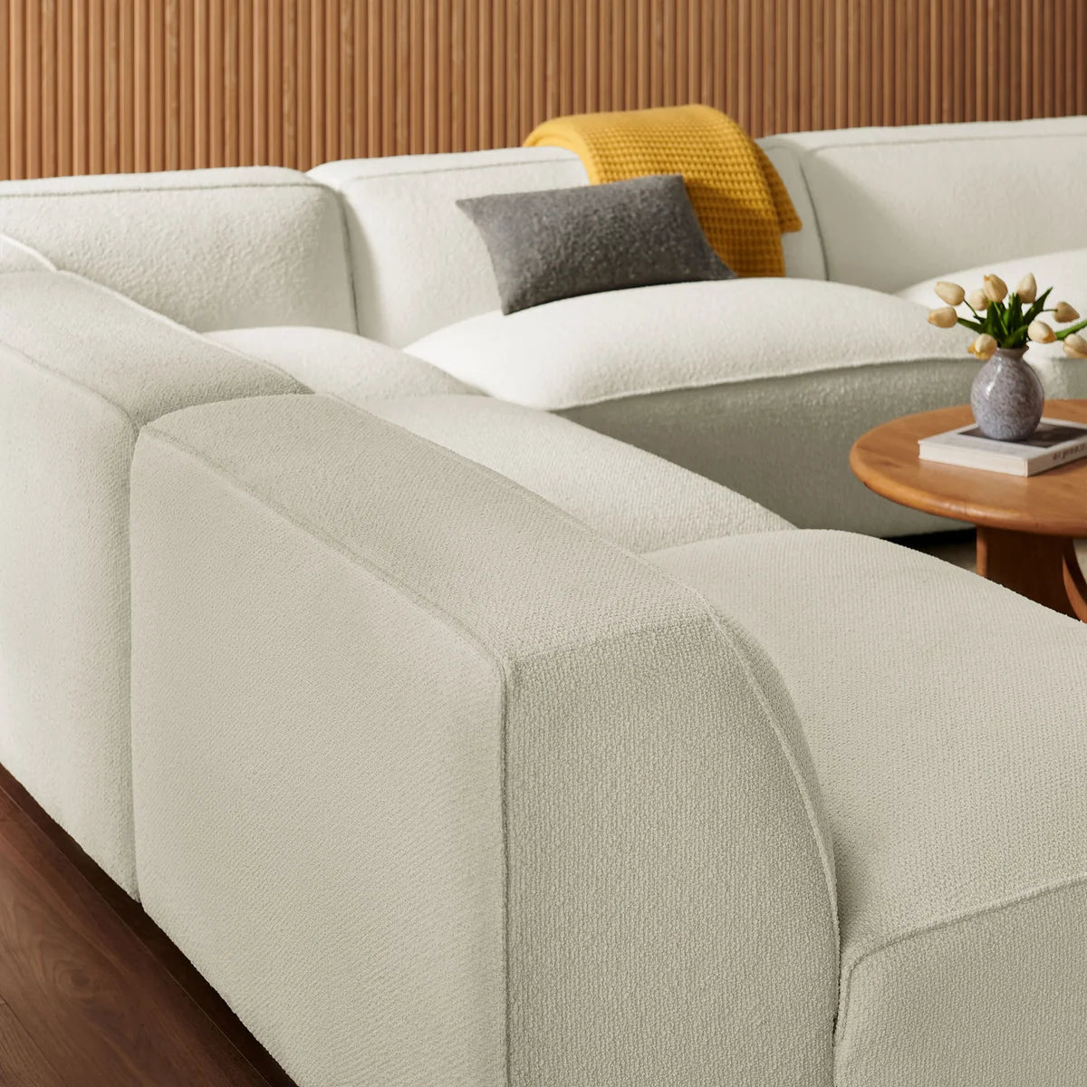 Auren 5 Piece Lattice Bouclé Upholstered Modular Corner Sectional
