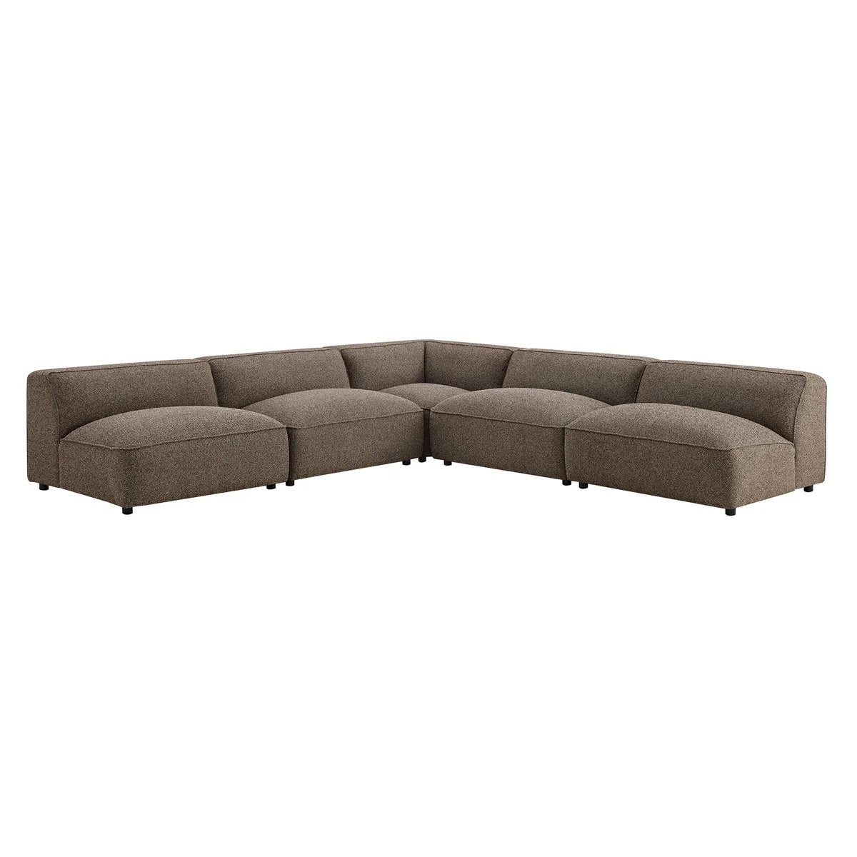 Auren 5 Piece Lattice Bouclé Upholstered Modular Corner Sectional