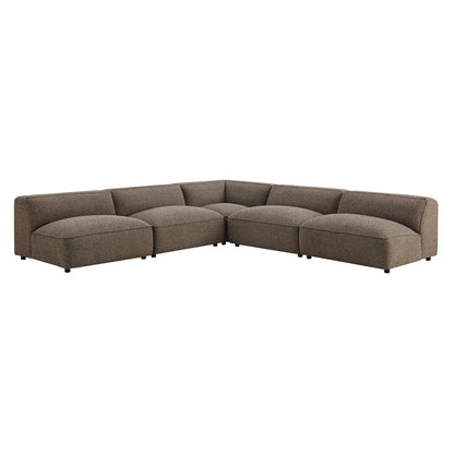 Auren 5 Piece Lattice Bouclé Upholstered Modular Corner Sectional