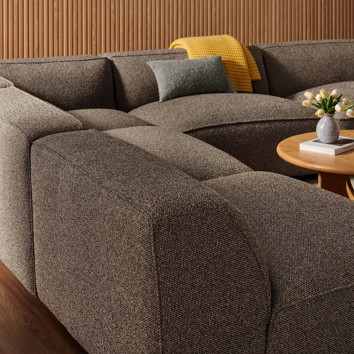 Auren 5 Piece Lattice Bouclé Upholstered Modular Corner Sectional