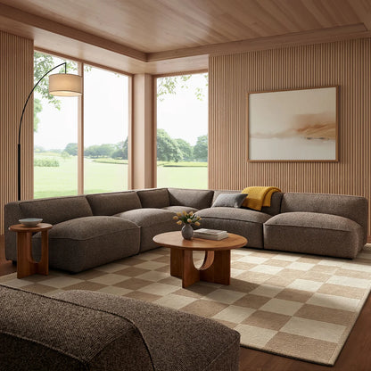Auren 5 Piece Lattice Bouclé Upholstered Modular Corner Sectional