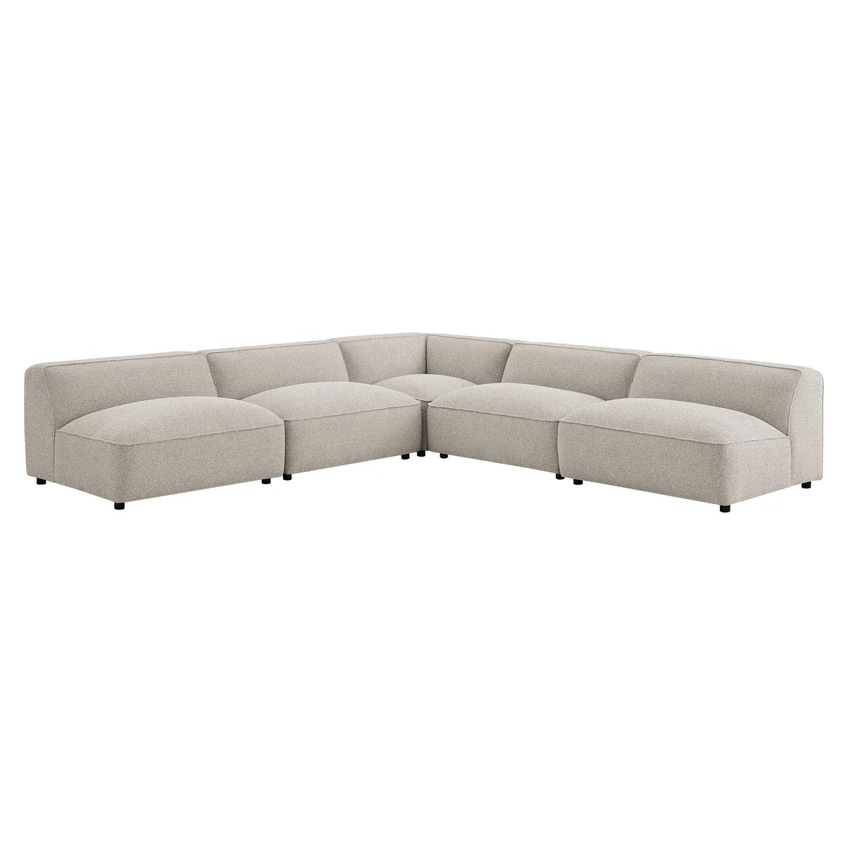 Auren 5 Piece Lattice Bouclé Upholstered Modular Corner Sectional