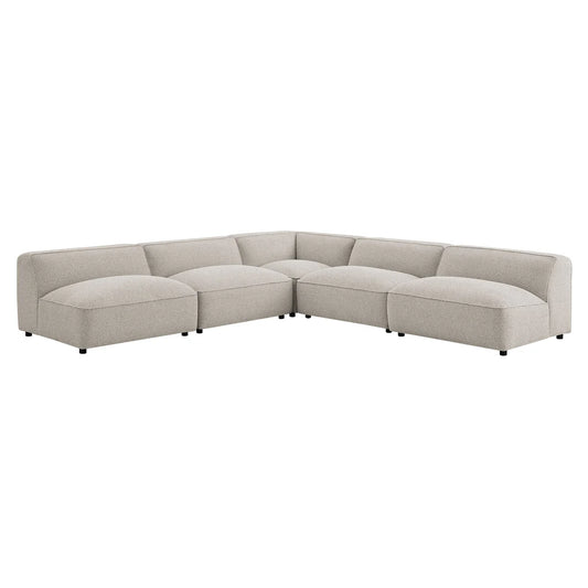 Auren 5 Piece Lattice Bouclé Upholstered Modular Corner Sectional