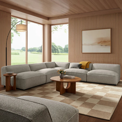 Auren 5 Piece Lattice Bouclé Upholstered Modular Corner Sectional