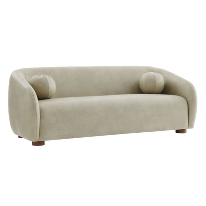 Holland 85 Inch Vegan Leather Curved Sofa