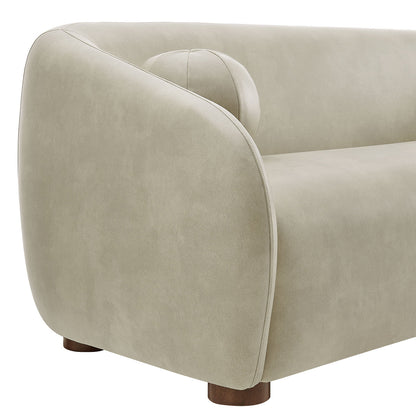 Holland 85 Inch Vegan Leather Curved Sofa