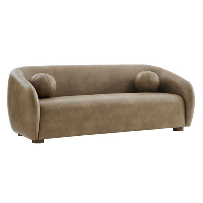 Holland 85 Inch Vegan Leather Curved Sofa