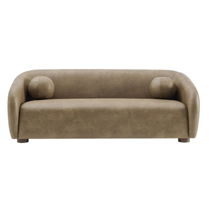 Holland 85 Inch Vegan Leather Curved Sofa