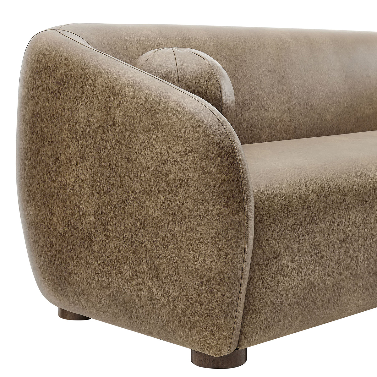 Holland 85 Inch Vegan Leather Curved Sofa