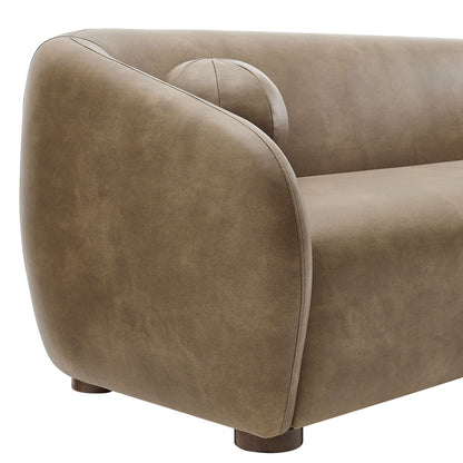 Holland 85 Inch Vegan Leather Curved Sofa