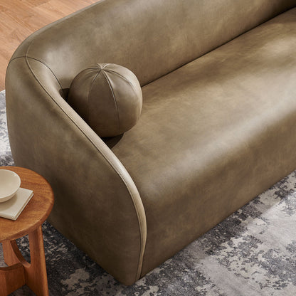 Holland 85 Inch Vegan Leather Curved Sofa