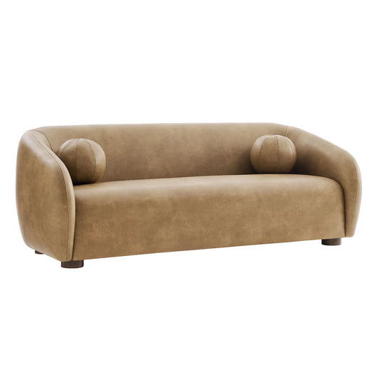 Holland 85 Inch Vegan Leather Curved Sofa