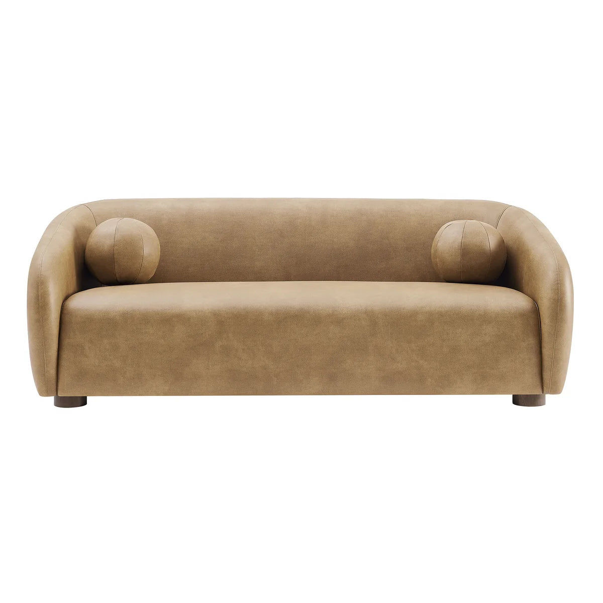 Holland 85 Inch Vegan Leather Curved Sofa