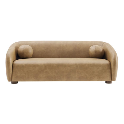 Holland 85 Inch Vegan Leather Curved Sofa