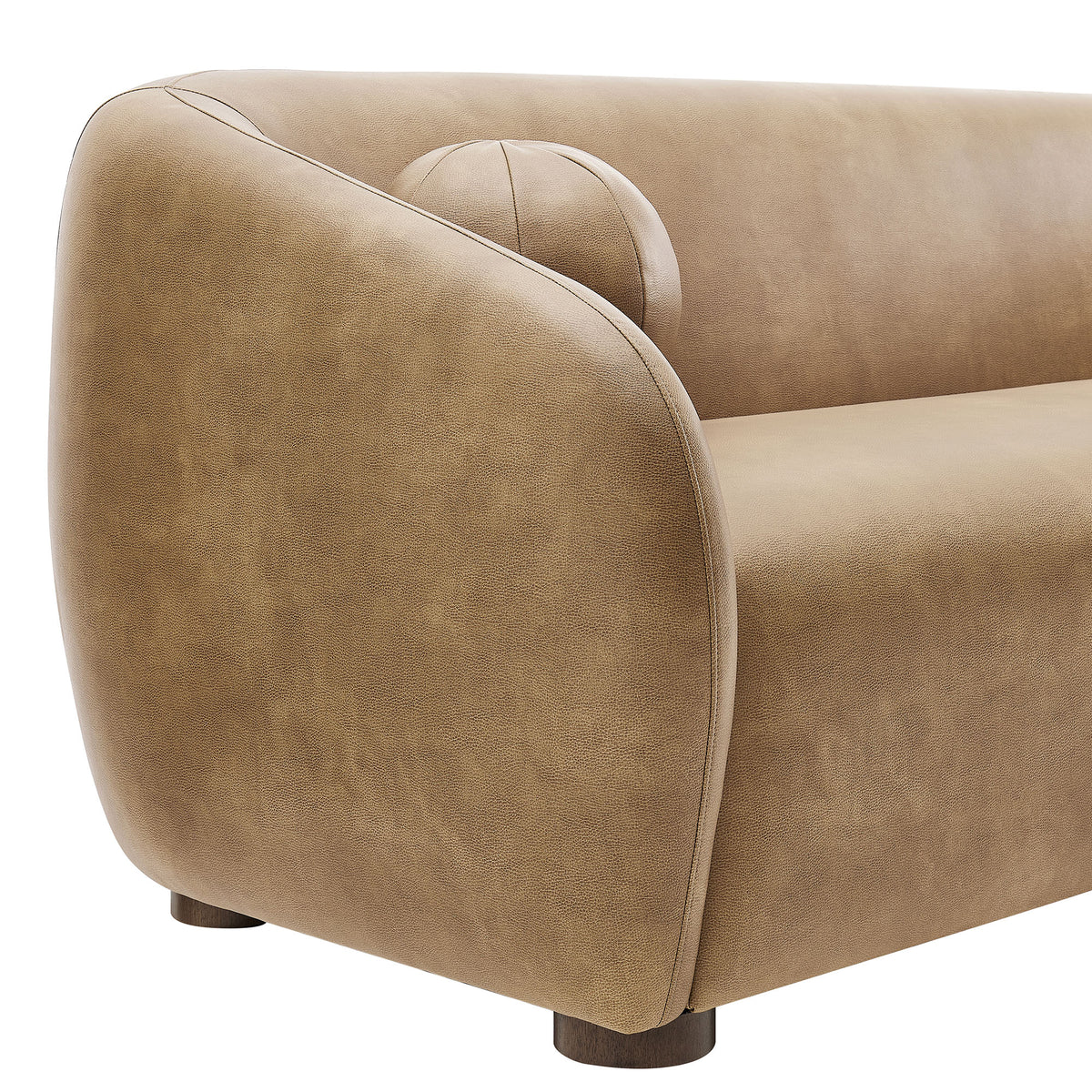 Holland 85 Inch Vegan Leather Curved Sofa