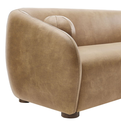 Holland 85 Inch Vegan Leather Curved Sofa