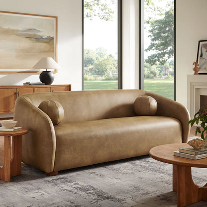 Holland 85 Inch Vegan Leather Curved Sofa