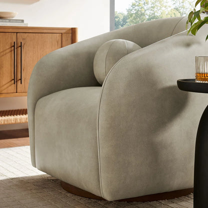 Holland Swivel Vegan Leather Curved Armchair