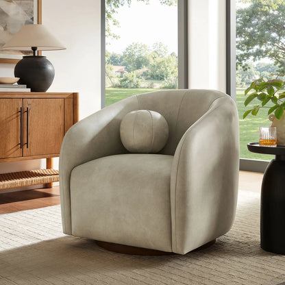 Holland Swivel Vegan Leather Curved Armchair