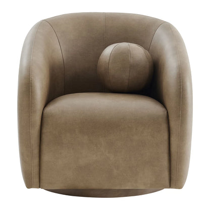 Holland Swivel Vegan Leather Curved Armchair