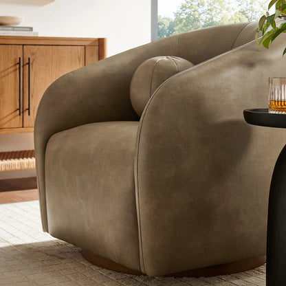 Holland Swivel Vegan Leather Curved Armchair