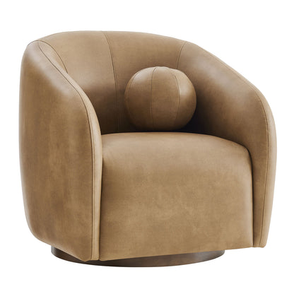 Holland Swivel Vegan Leather Curved Armchair