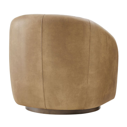 Holland Swivel Vegan Leather Curved Armchair
