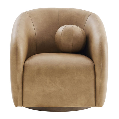 Holland Swivel Vegan Leather Curved Armchair