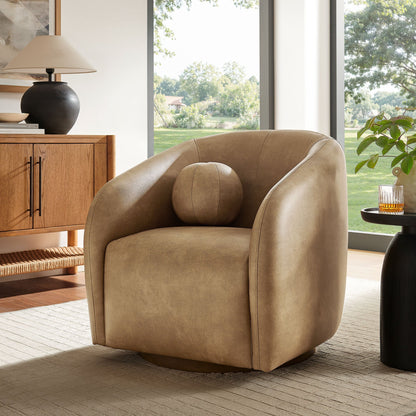 Holland Swivel Vegan Leather Curved Armchair