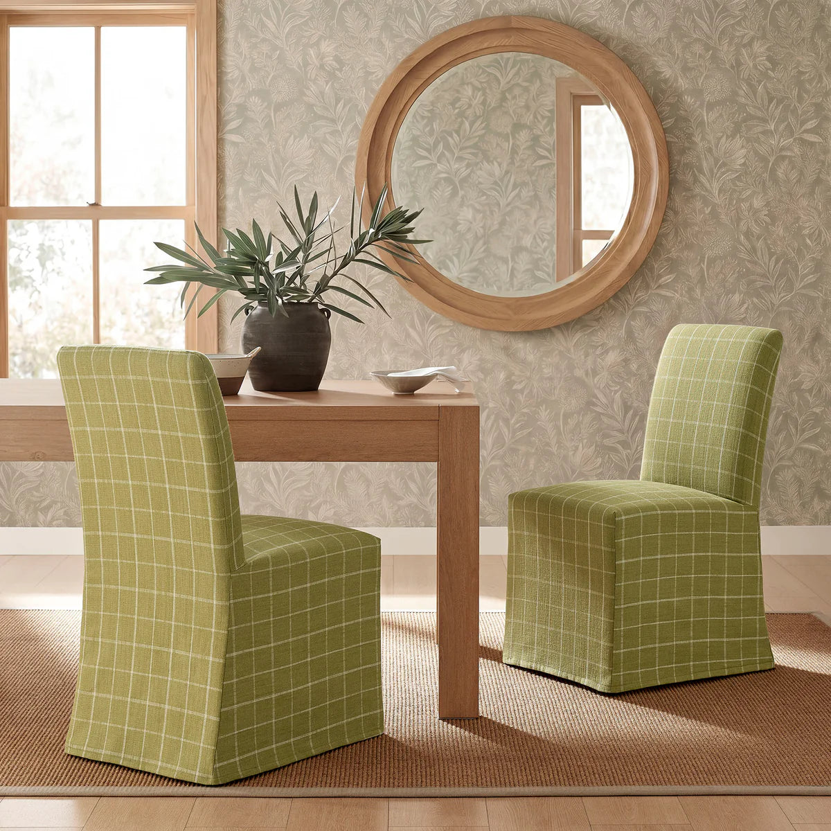 Aster Linen Cotton Blend Slipcovered Dining Chairs Set of 2