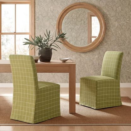 Aster Linen Cotton Blend Slipcovered Dining Chairs Set of 2