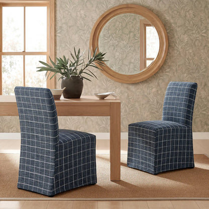 Aster Linen Cotton Blend Slipcovered Dining Chairs Set of 2