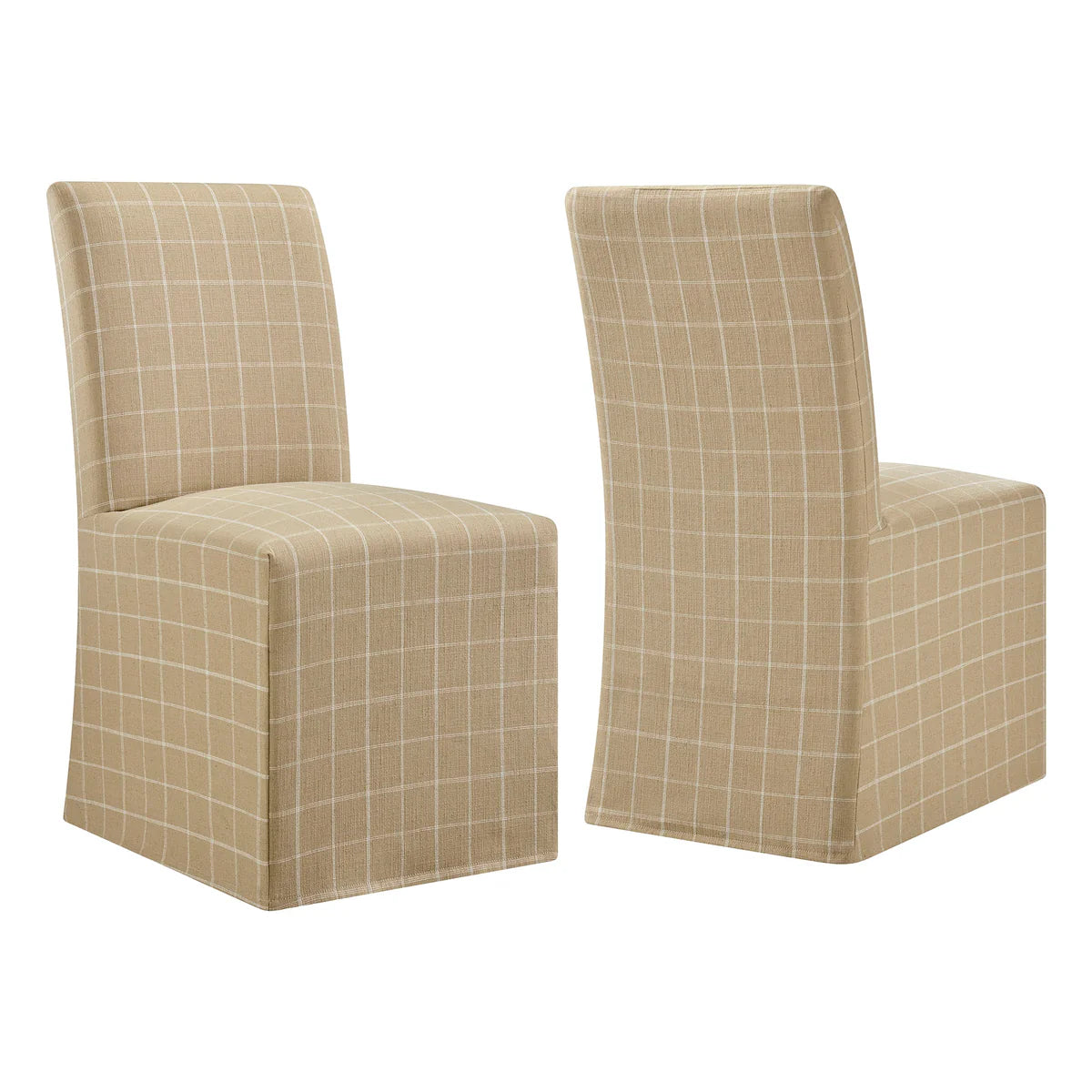 Aster Linen Cotton Blend Slipcovered Dining Chairs Set of 2