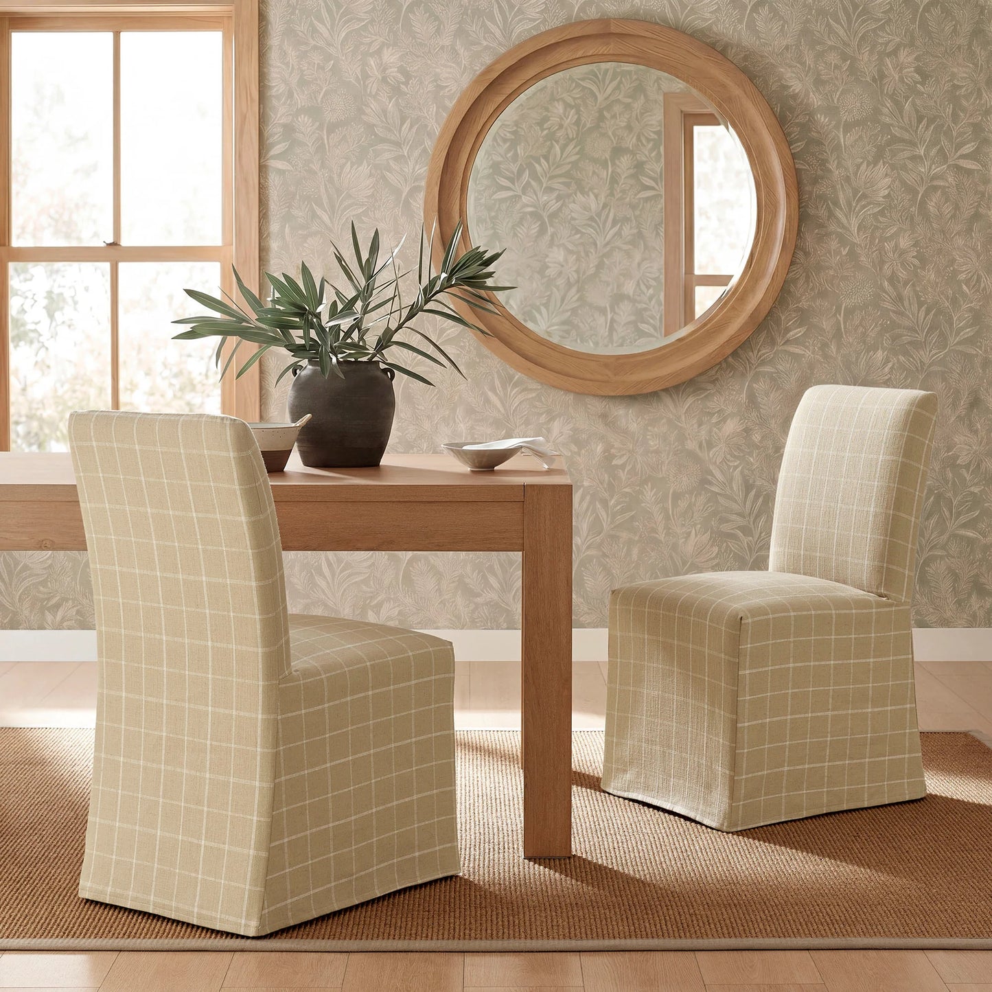Aster Linen Cotton Blend Slipcovered Dining Chairs Set of 2
