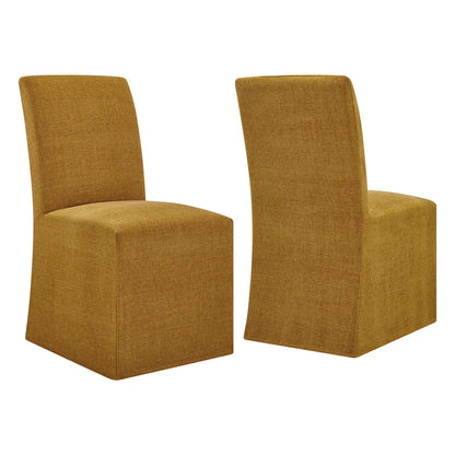 Aster Slub Weave Fabric Slipcovered Dining Chairs Set of 2