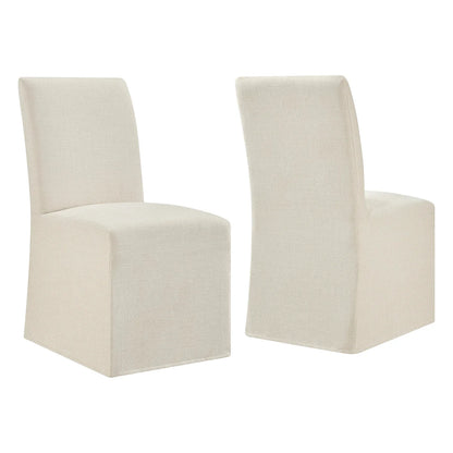 Aster Slub Weave Fabric Slipcovered Dining Chairs Set of 2