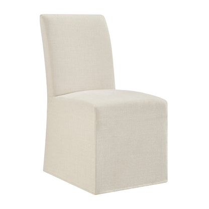 Aster Slub Weave Fabric Slipcovered Dining Chairs Set of 2