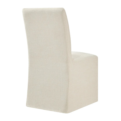 Aster Slub Weave Fabric Slipcovered Dining Chairs Set of 2