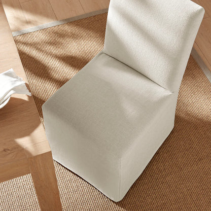 Aster Slub Weave Fabric Slipcovered Dining Chairs Set of 2
