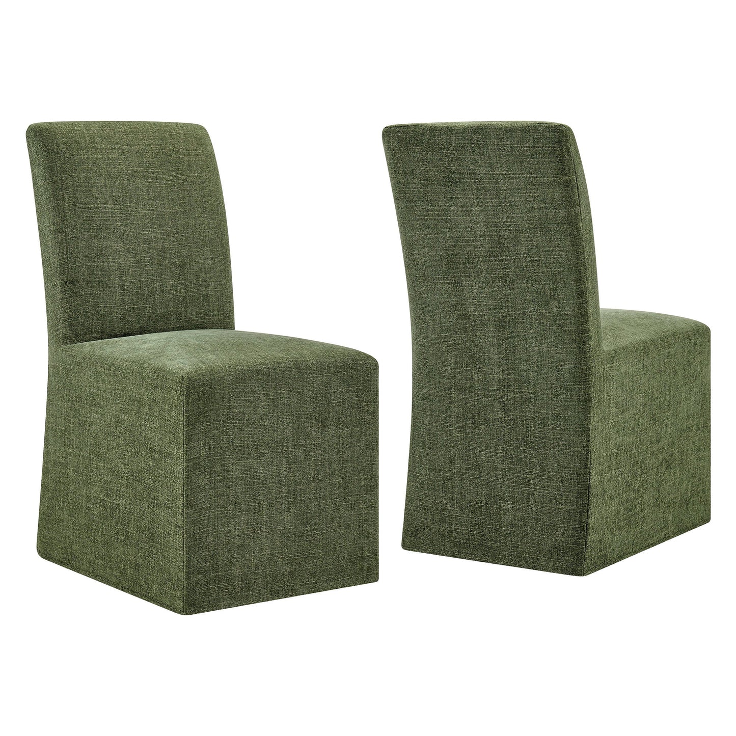 Aster Slub Weave Fabric Slipcovered Dining Chairs Set of 2