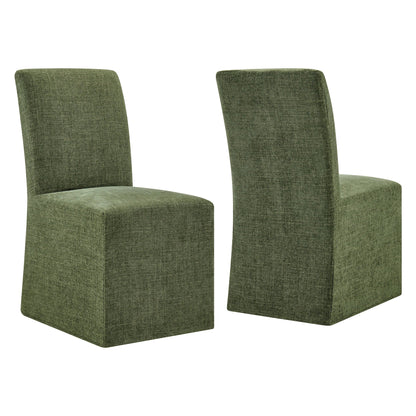 Aster Slub Weave Fabric Slipcovered Dining Chairs Set of 2