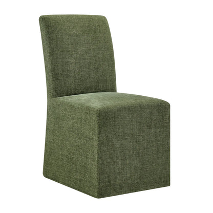 Aster Slub Weave Fabric Slipcovered Dining Chairs Set of 2