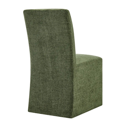 Aster Slub Weave Fabric Slipcovered Dining Chairs Set of 2