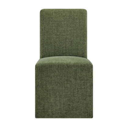 Aster Slub Weave Fabric Slipcovered Dining Chairs Set of 2